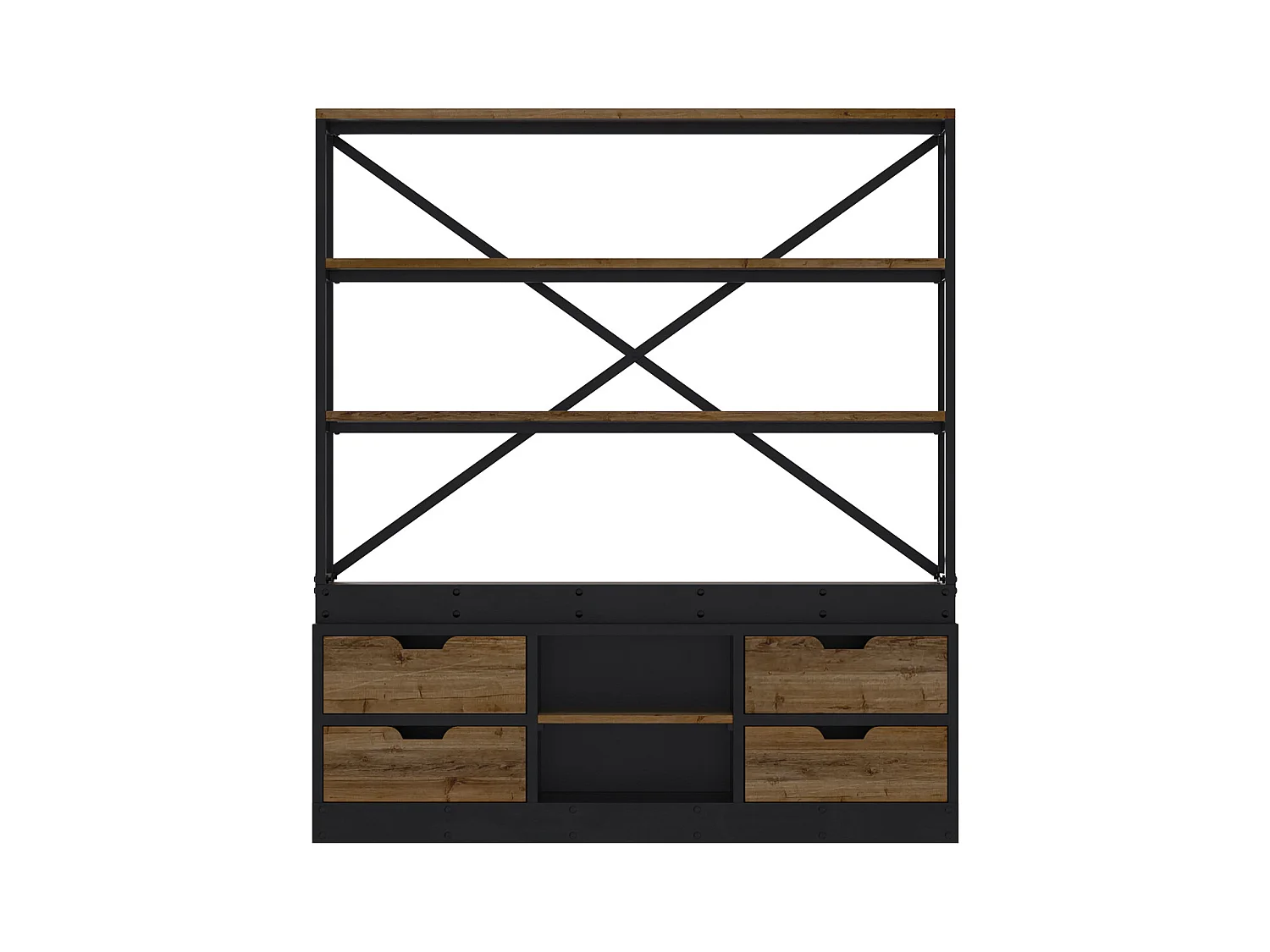 Bibliothèque 160 cm en bois et métal - Goa