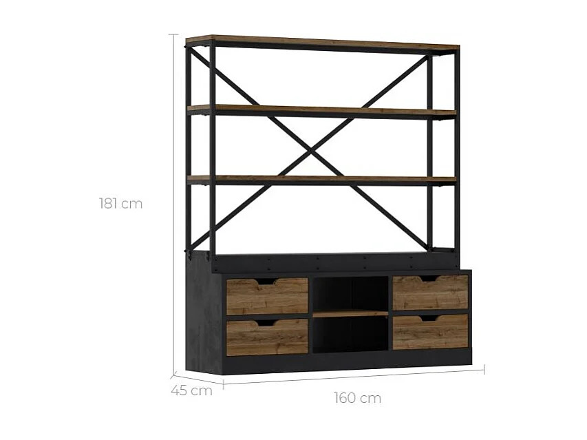 Librería de madera y metal 160 cm - Goa
