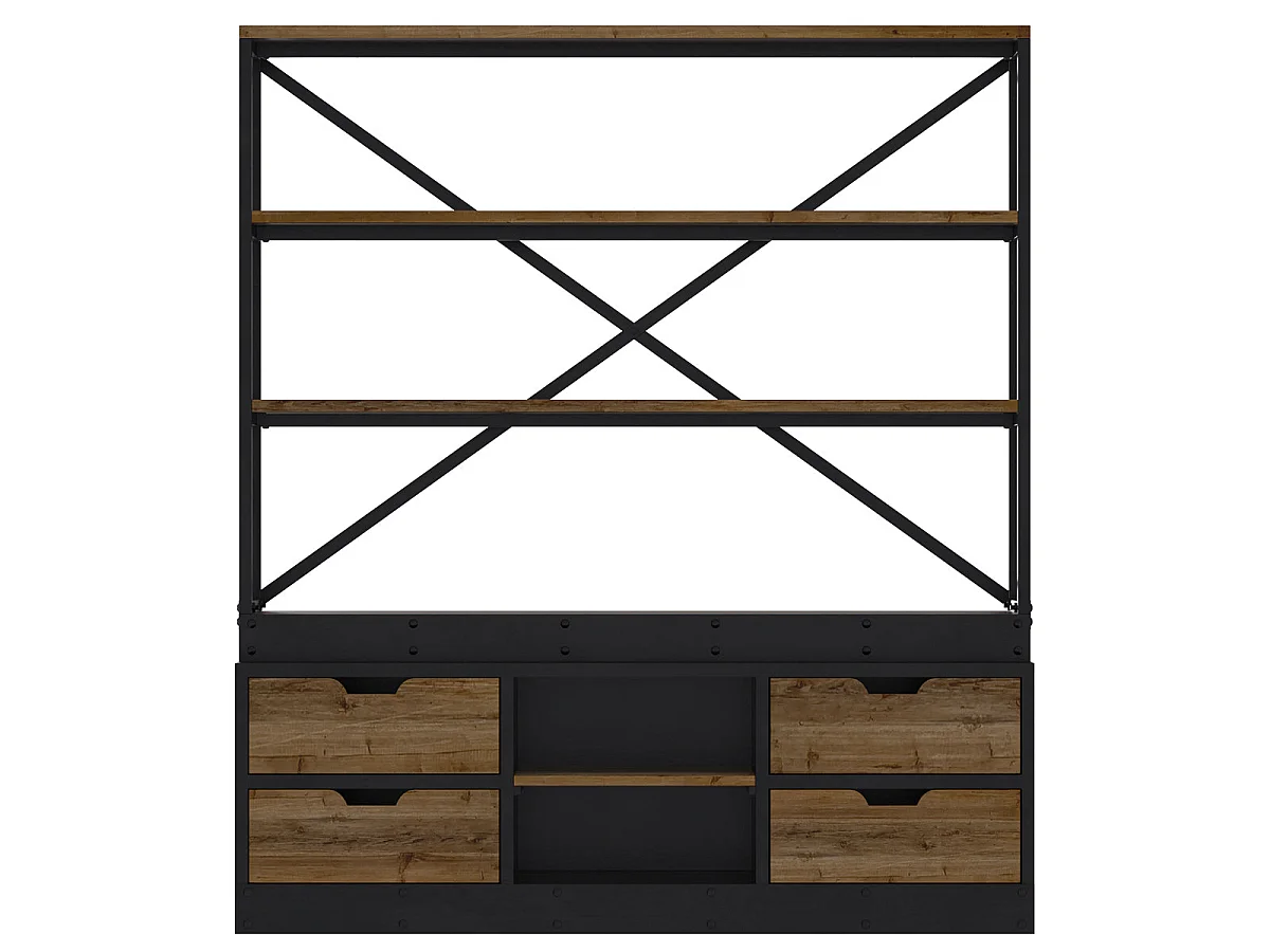 Bibliothèque 160 cm en bois et métal - Goa