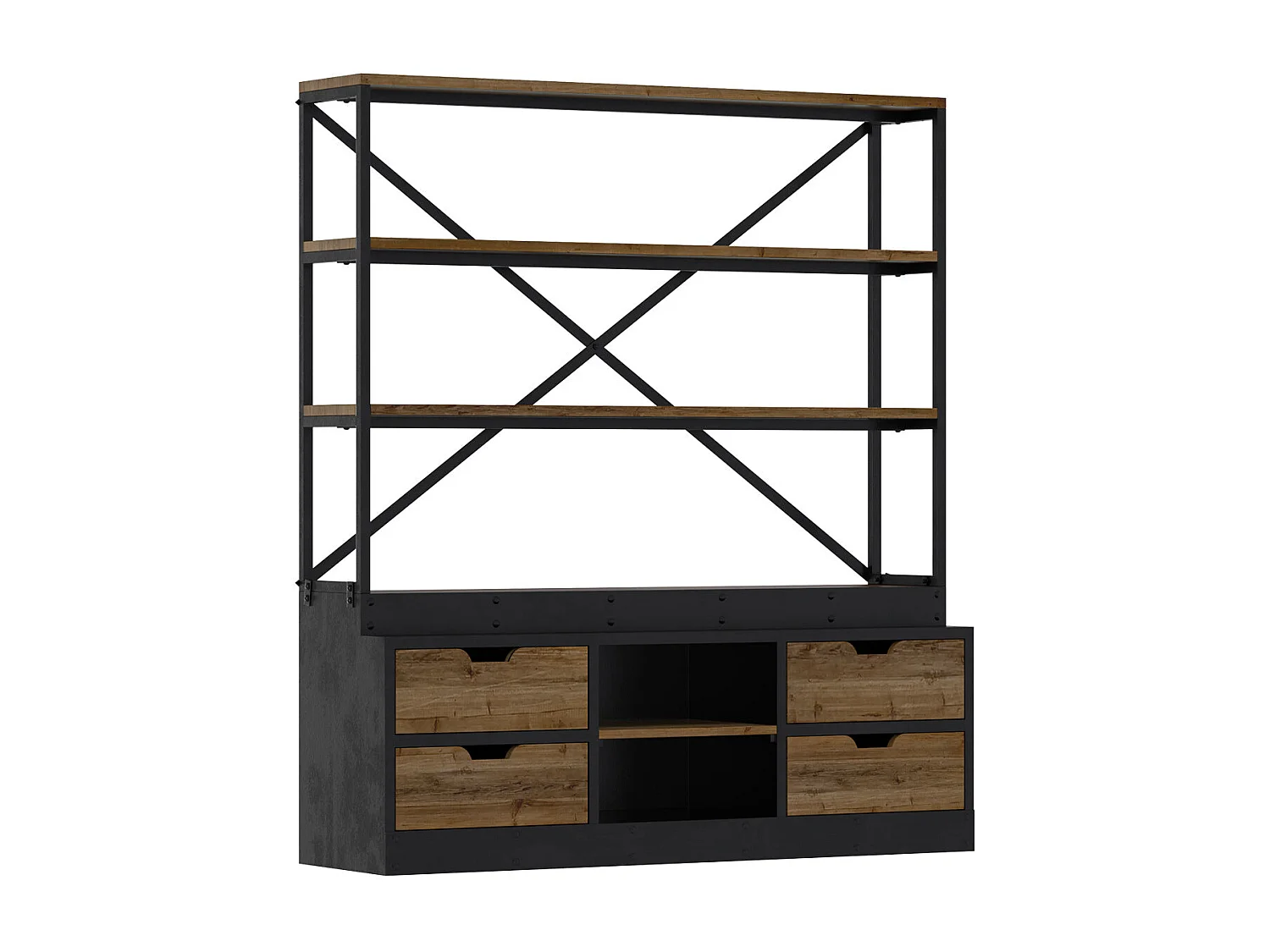 Bibliothèque 160 cm en bois et métal - Goa