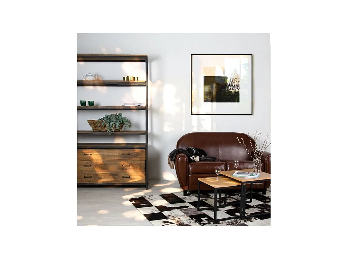 Libreria in legno di recupero con 3 cassetti e 4 ripiani - Paname