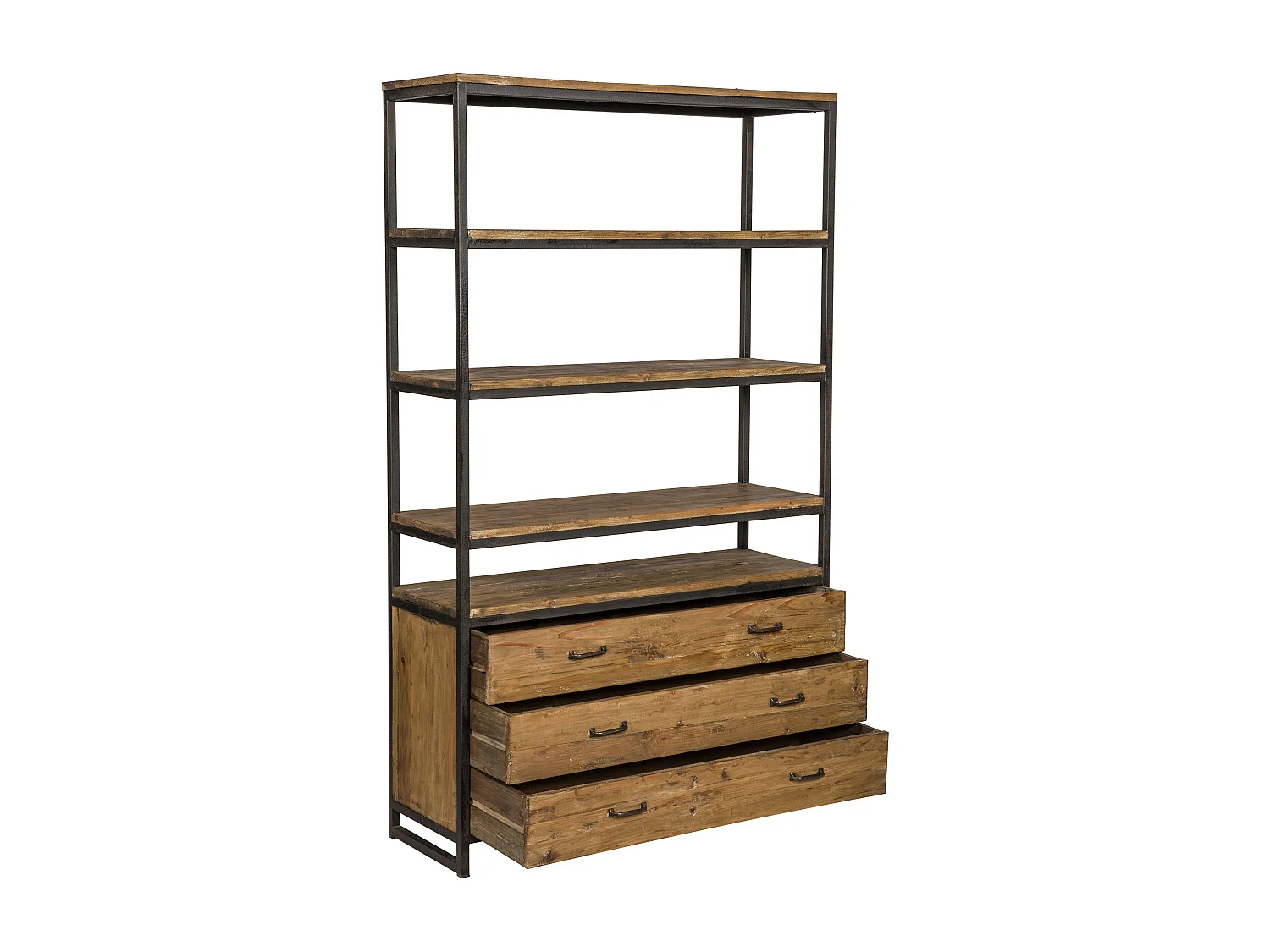 Libreria in legno di recupero con 3 cassetti e 4 ripiani - Paname