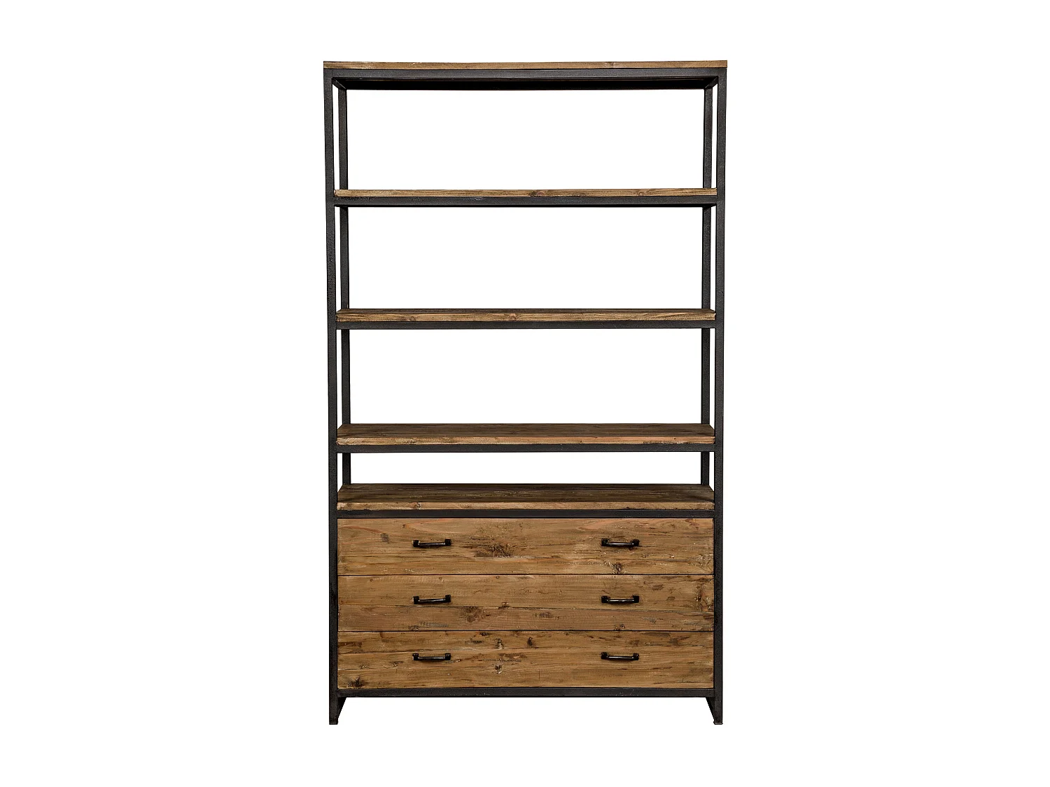 Bibliothèque en bois recyclé 3 tiroirs et 4 étagères - Paname