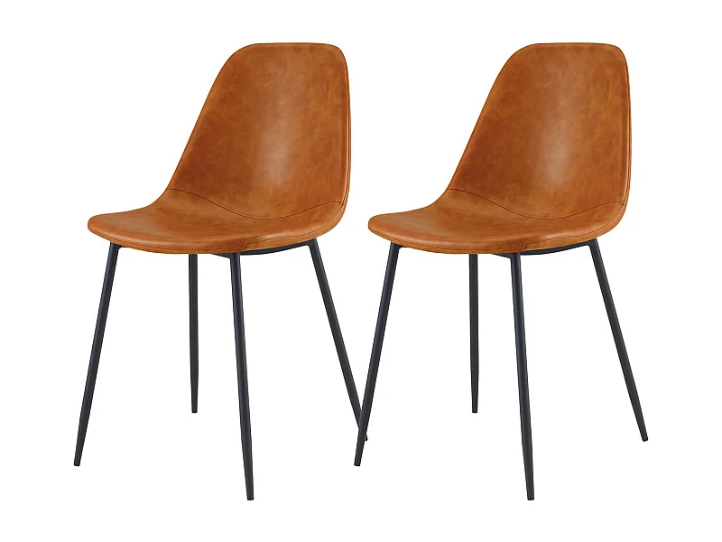 Lot de 2 chaises en cuir synthétique camel - Henrik