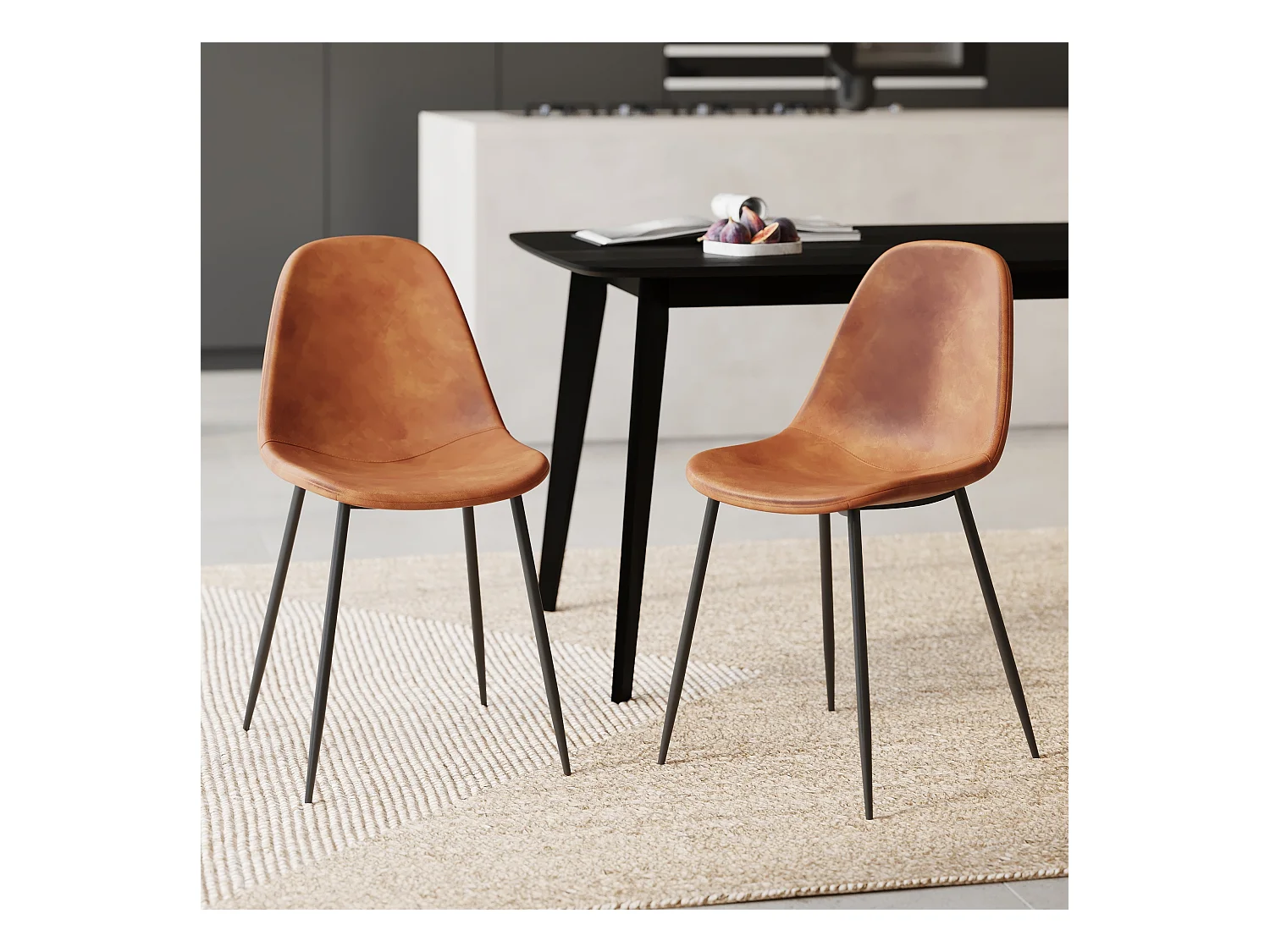 Set di 2 sedie in pelle sintetica cammello - Henrik