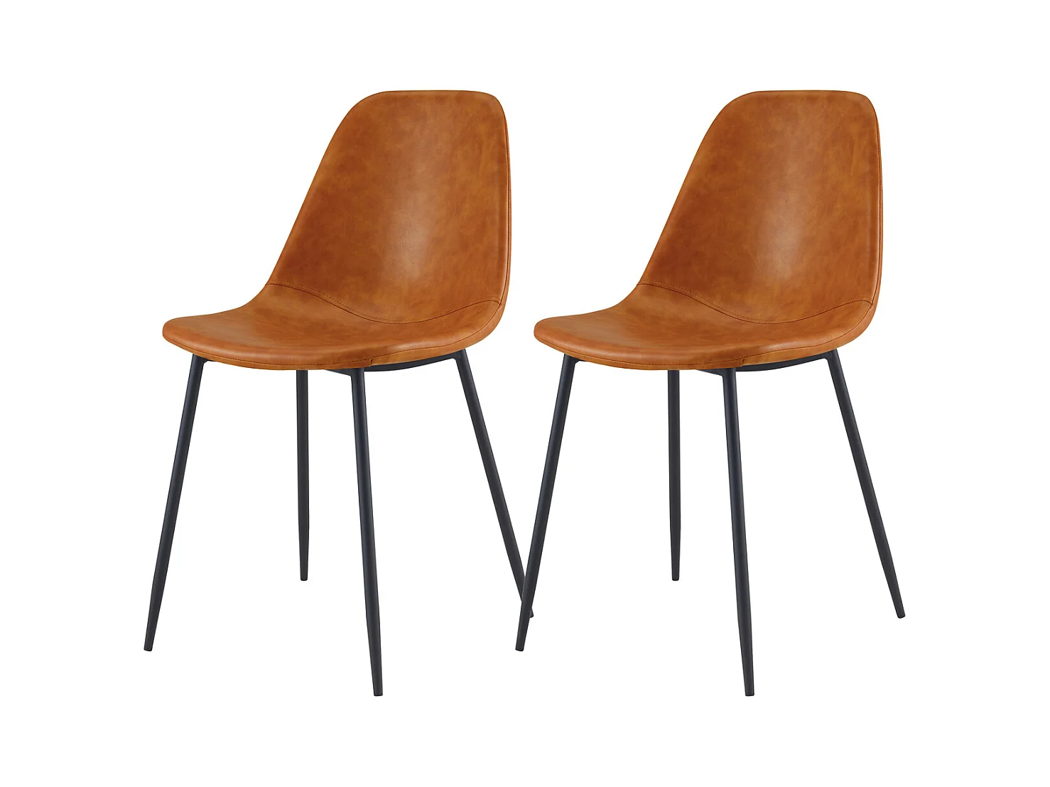 Lot de 2 chaises en cuir synthétique camel - Henrik