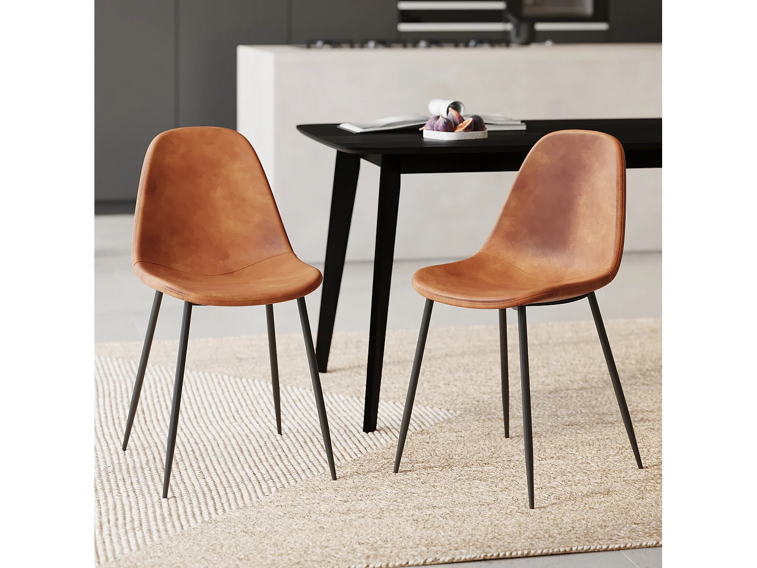 Set di 2 sedie in pelle sintetica cammello - Henrik