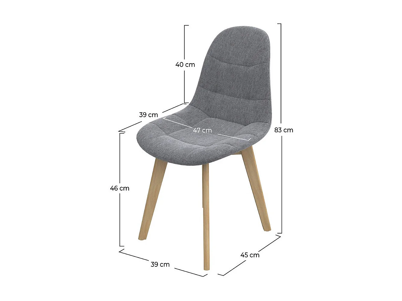 Lot de 2 chaises scandinaves gris clair et pieds en bois de hêtre - Yolo