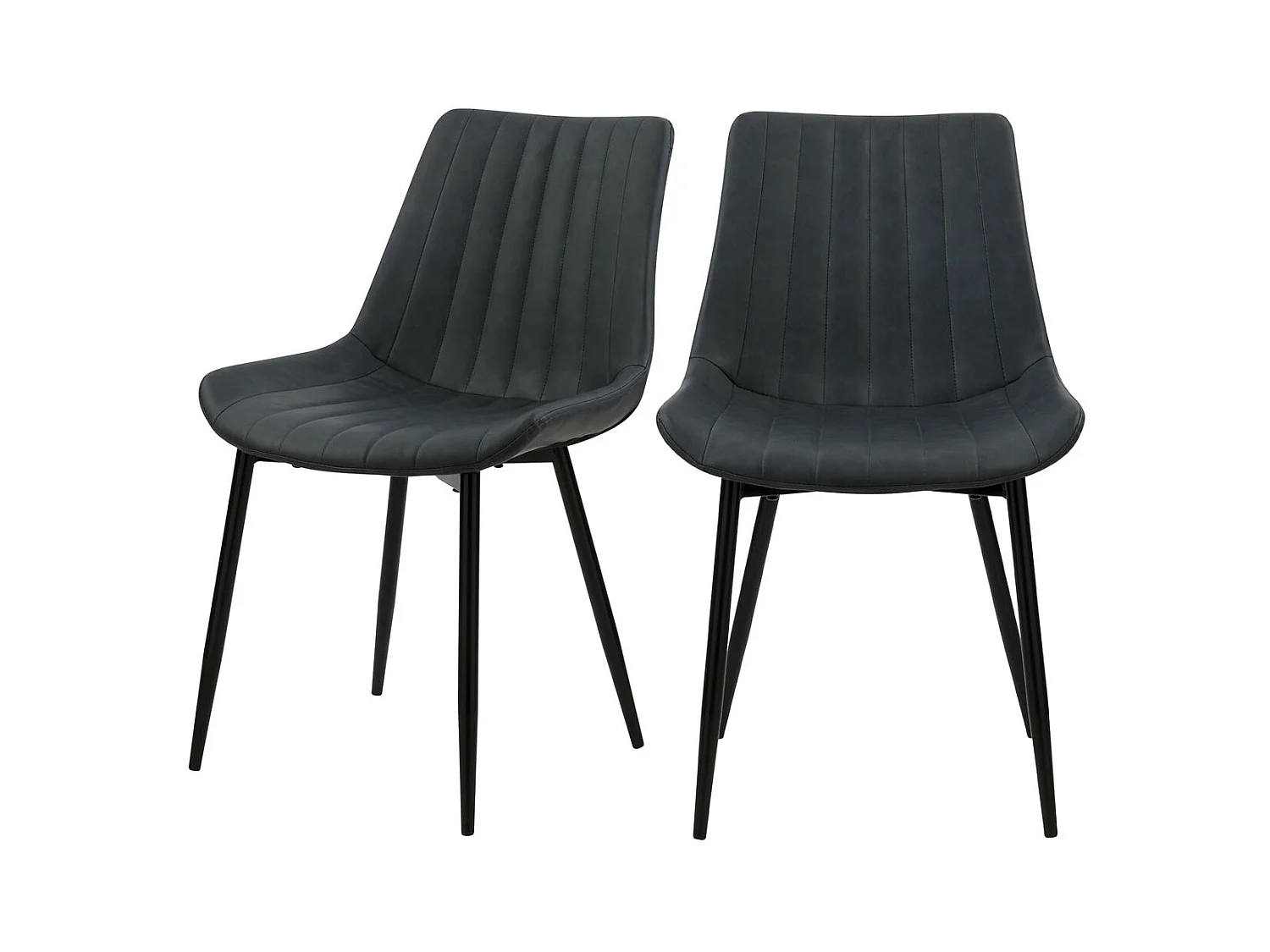 Set di 2 sedie in pelle sintetica grigio scuro e metallo nero - Killi