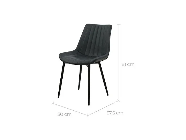 Set di 2 sedie in pelle sintetica grigio scuro e metallo nero - Killi