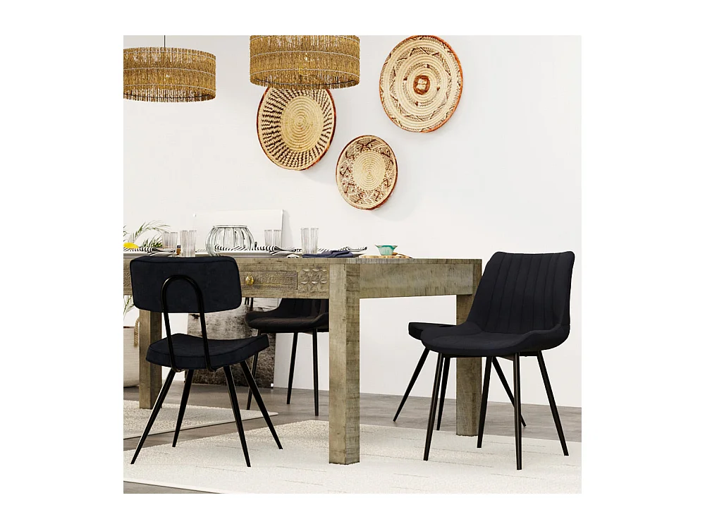 Set di 2 sedie in pelle sintetica grigio scuro e metallo nero - Killi