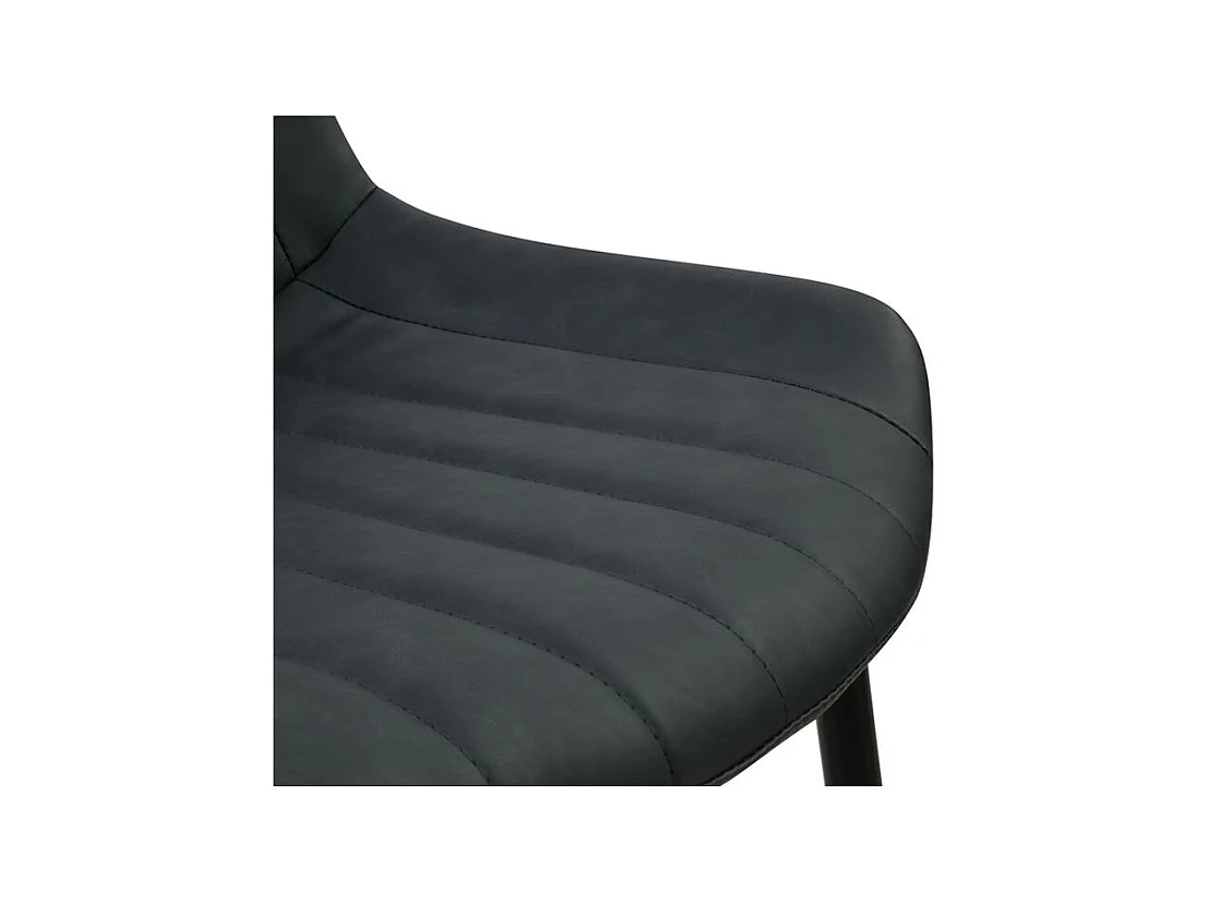 Set di 2 sedie in pelle sintetica grigio scuro e metallo nero - Killi