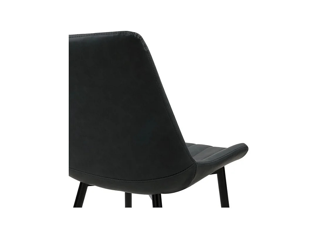 Set di 2 sedie in pelle sintetica grigio scuro e metallo nero - Killi