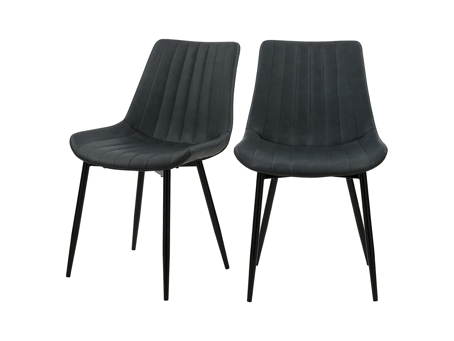 Lot de 2 chaises en cuir synthétique gris foncé et métal noir - Killi