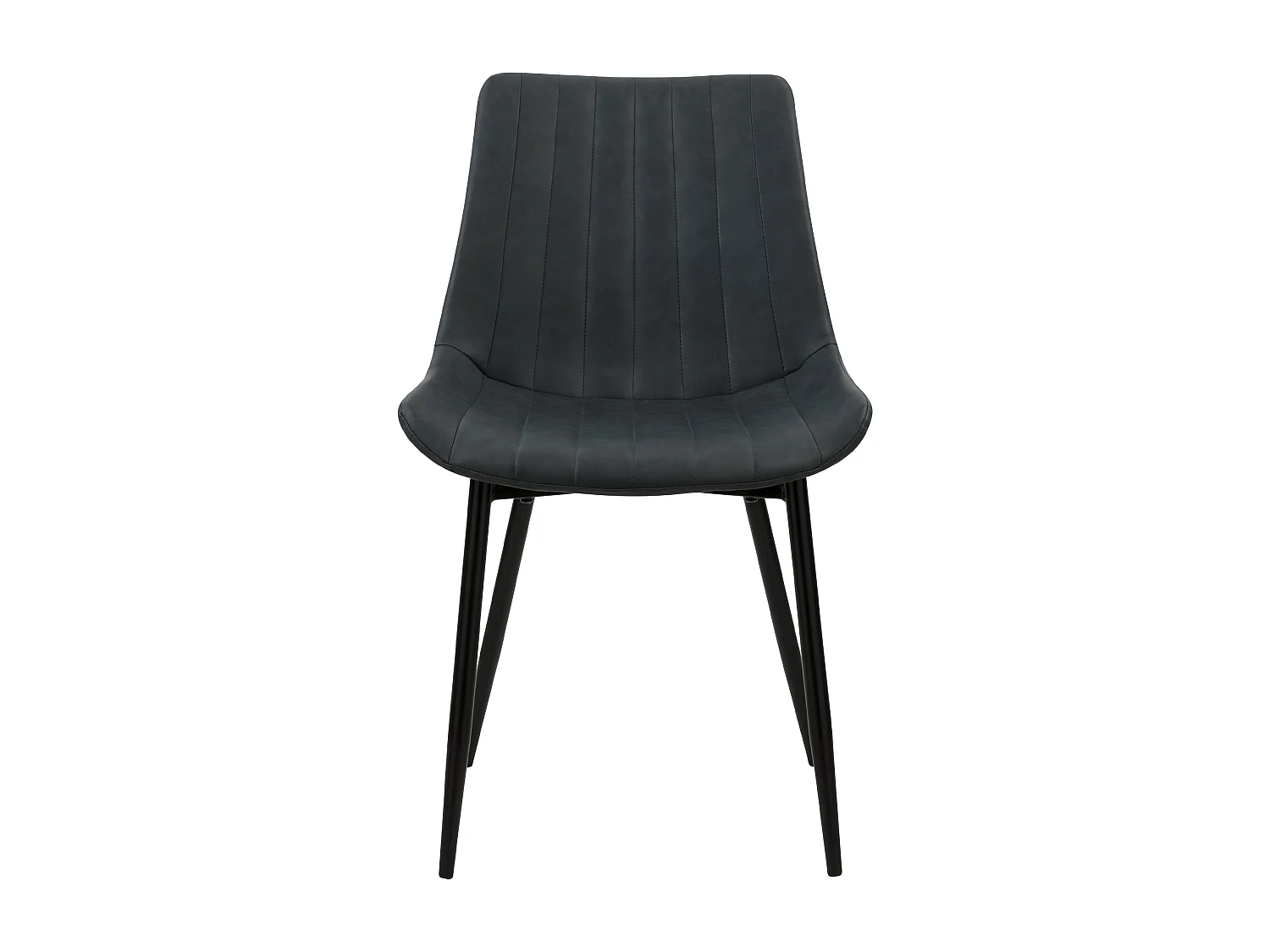 Set de 2 sillas de cuero sintético gris oscuro y metal negro - Killi