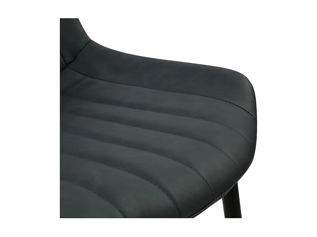 Set de 2 sillas de cuero sintético gris oscuro y metal negro - Killi