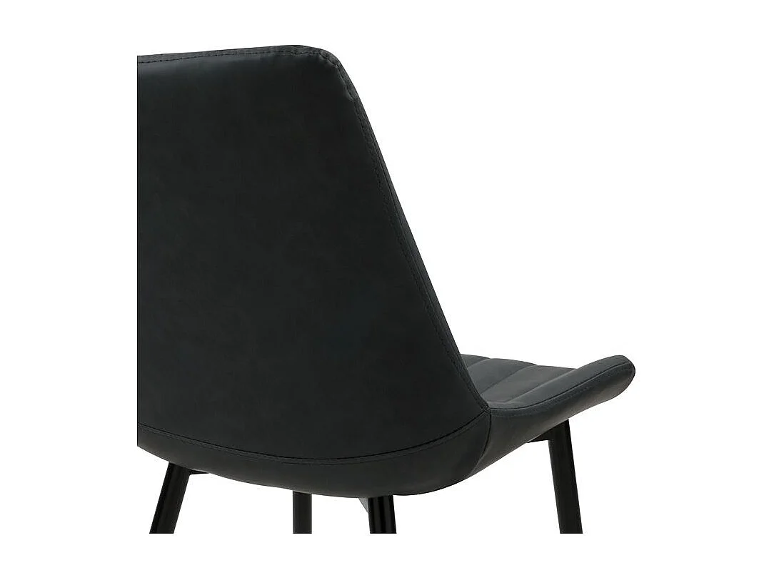 Set de 2 sillas de cuero sintético gris oscuro y metal negro - Killi