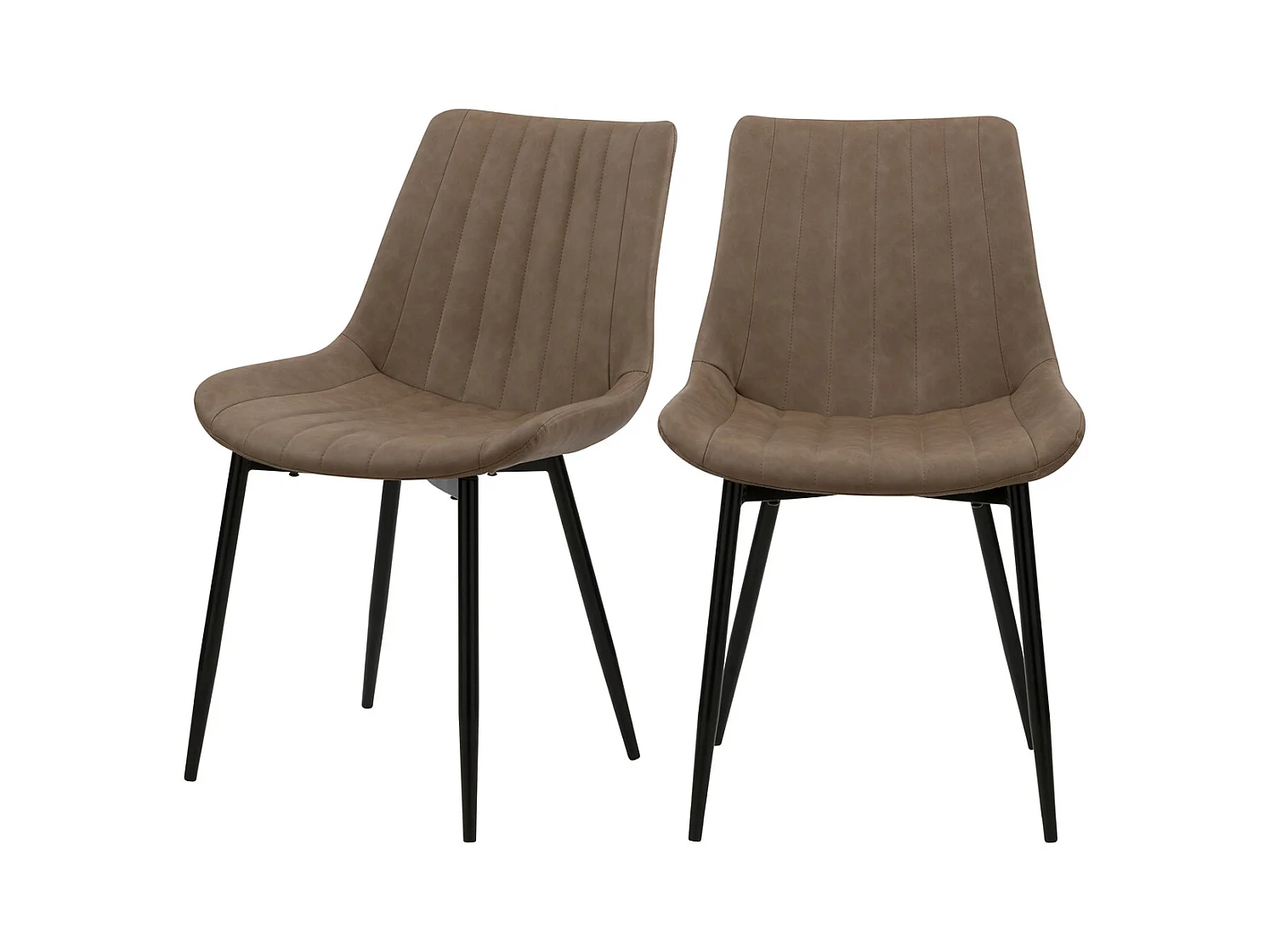 Lot de 2 chaises en cuir synthétique taupe et métal noir - Killi