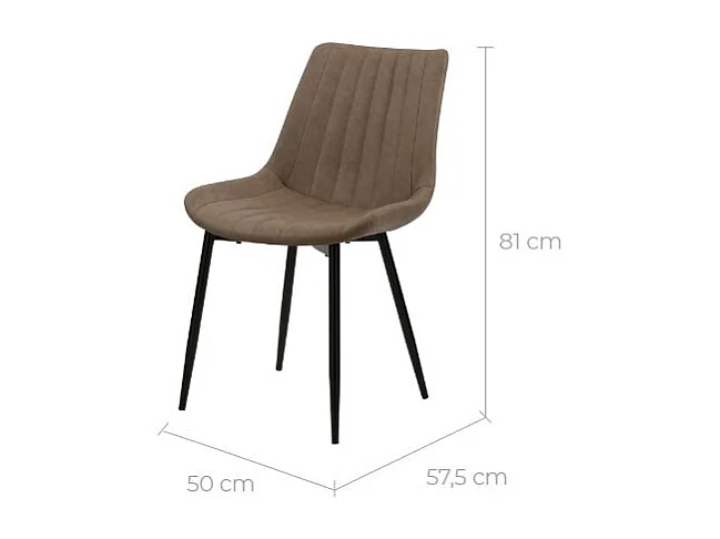 Lot de 2 chaises en cuir synthétique taupe et métal noir - Killi