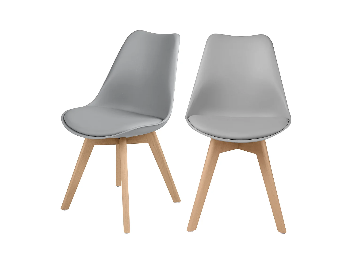 Lot de 2 chaises gris clair et pieds bois - Skandi