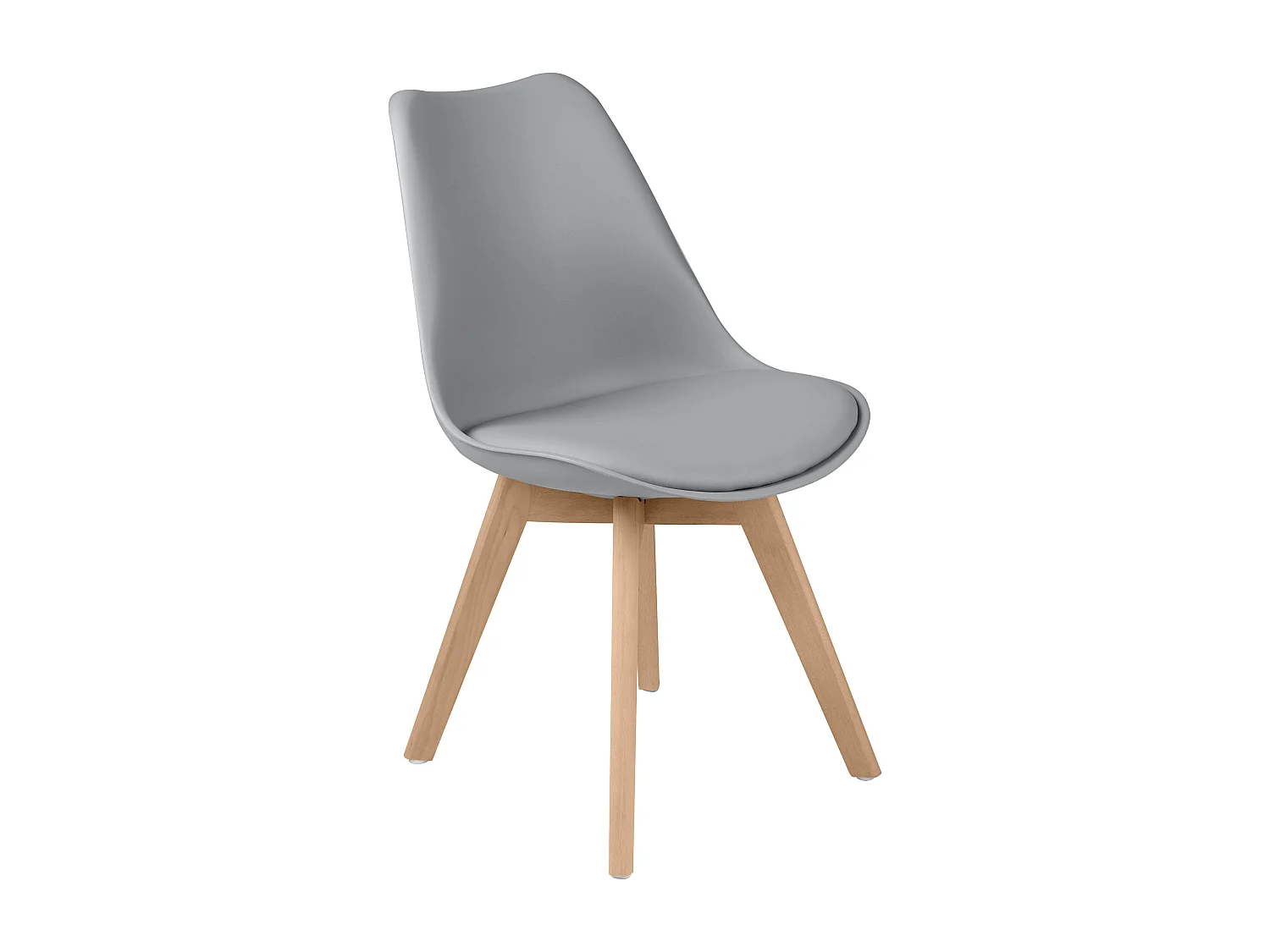 Set de 2 sillas escandinava gris claro y patas de madera - Skandi