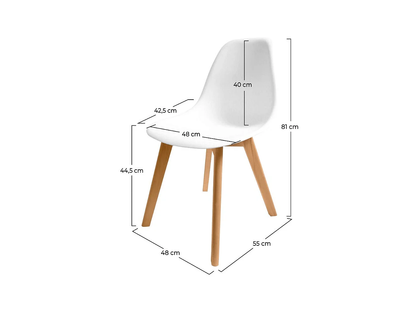 Set di 2 sedie scandinava bianca con gambe in legno - Skandi