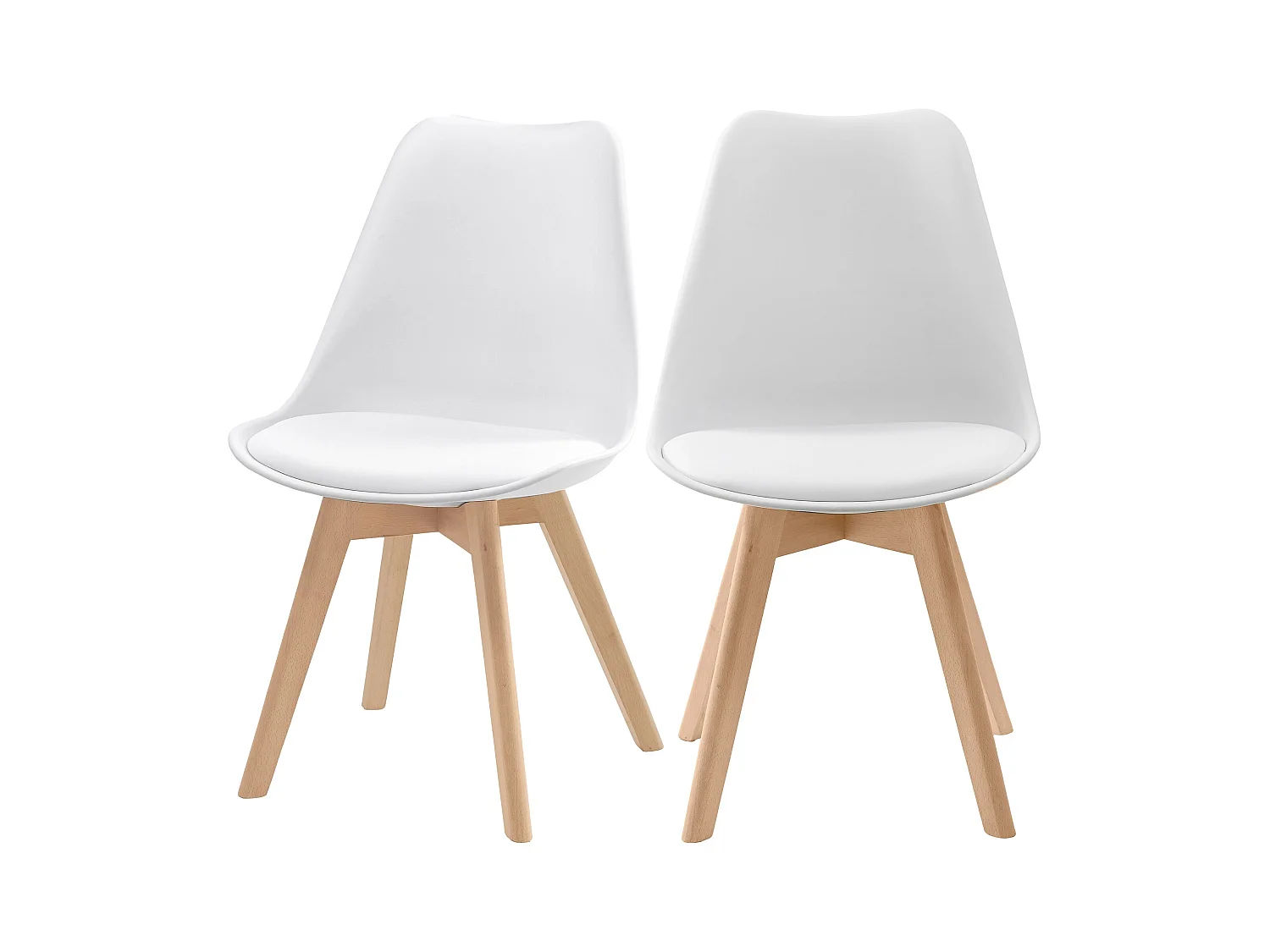 Lot de 2 chaises blanches et pieds bois - Skandi