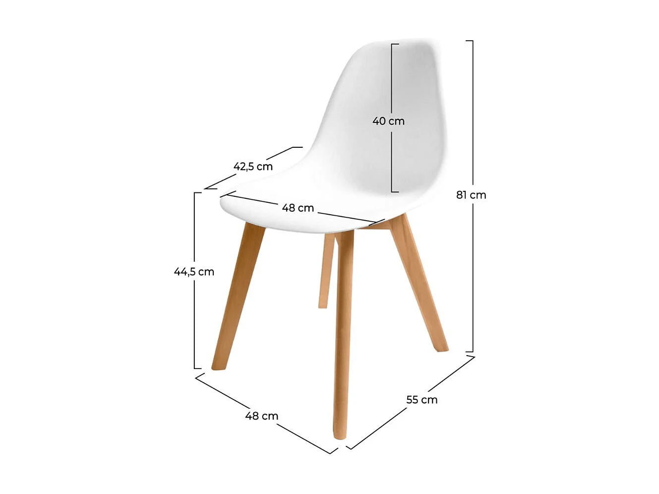 Lot de 2 chaises blanches et pieds bois - Skandi