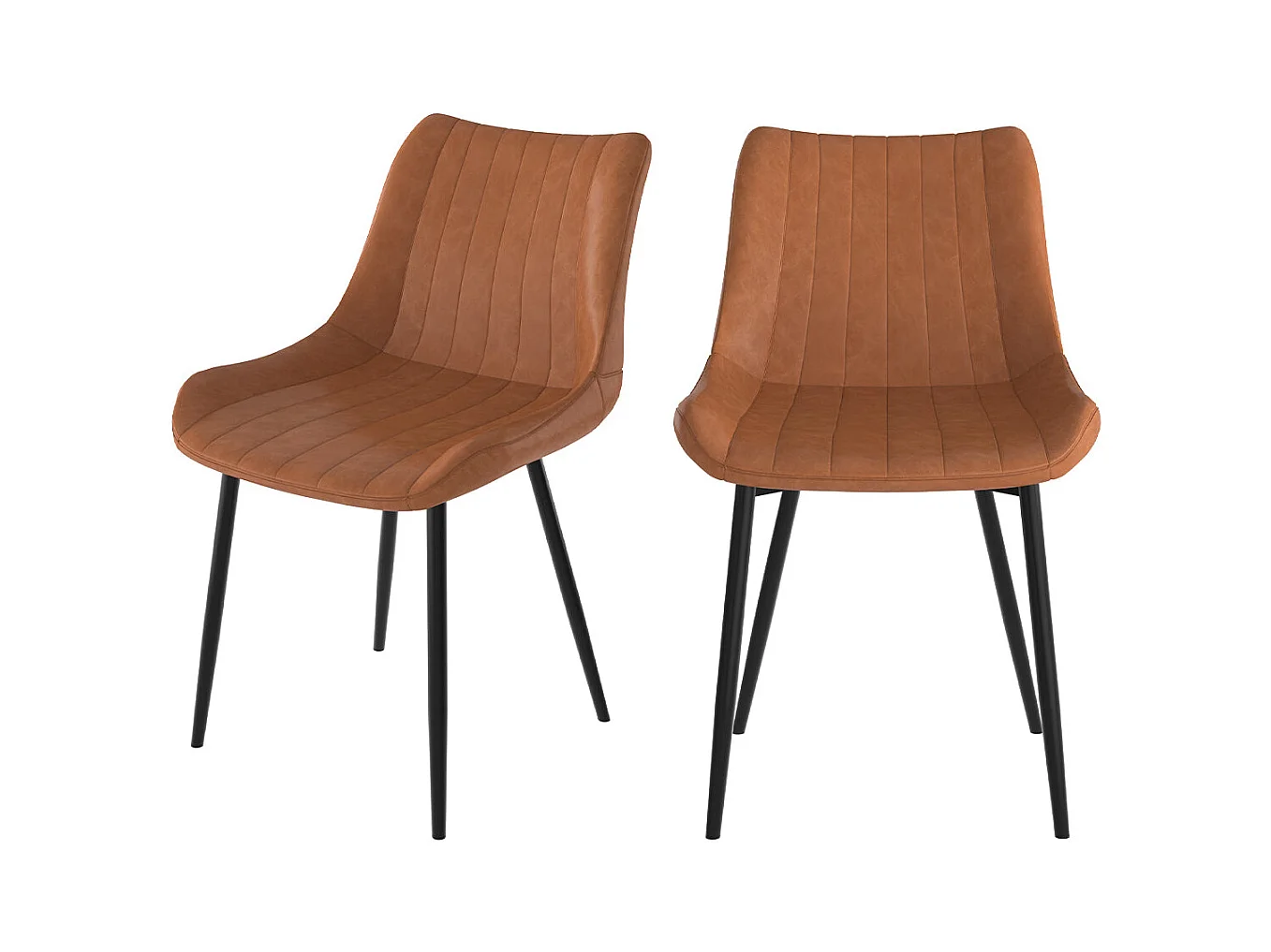 Set di 2 sedie in pelle sintetica cammello e metallo nero - Killi