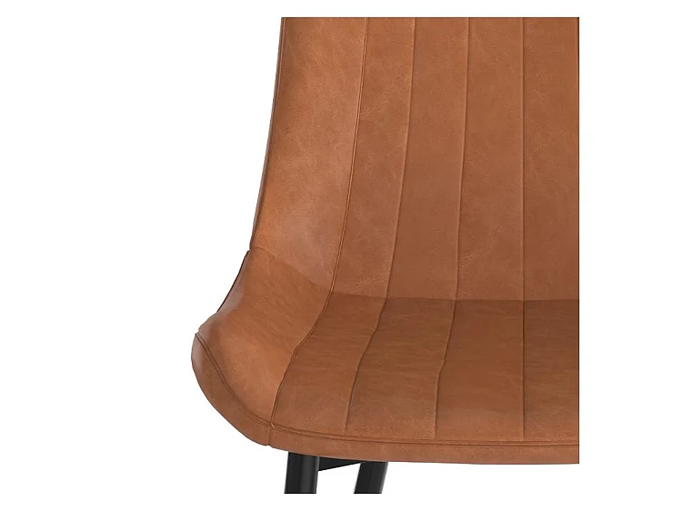 Lot de 2 chaises en cuir synthétique camel et métal noir - Killi