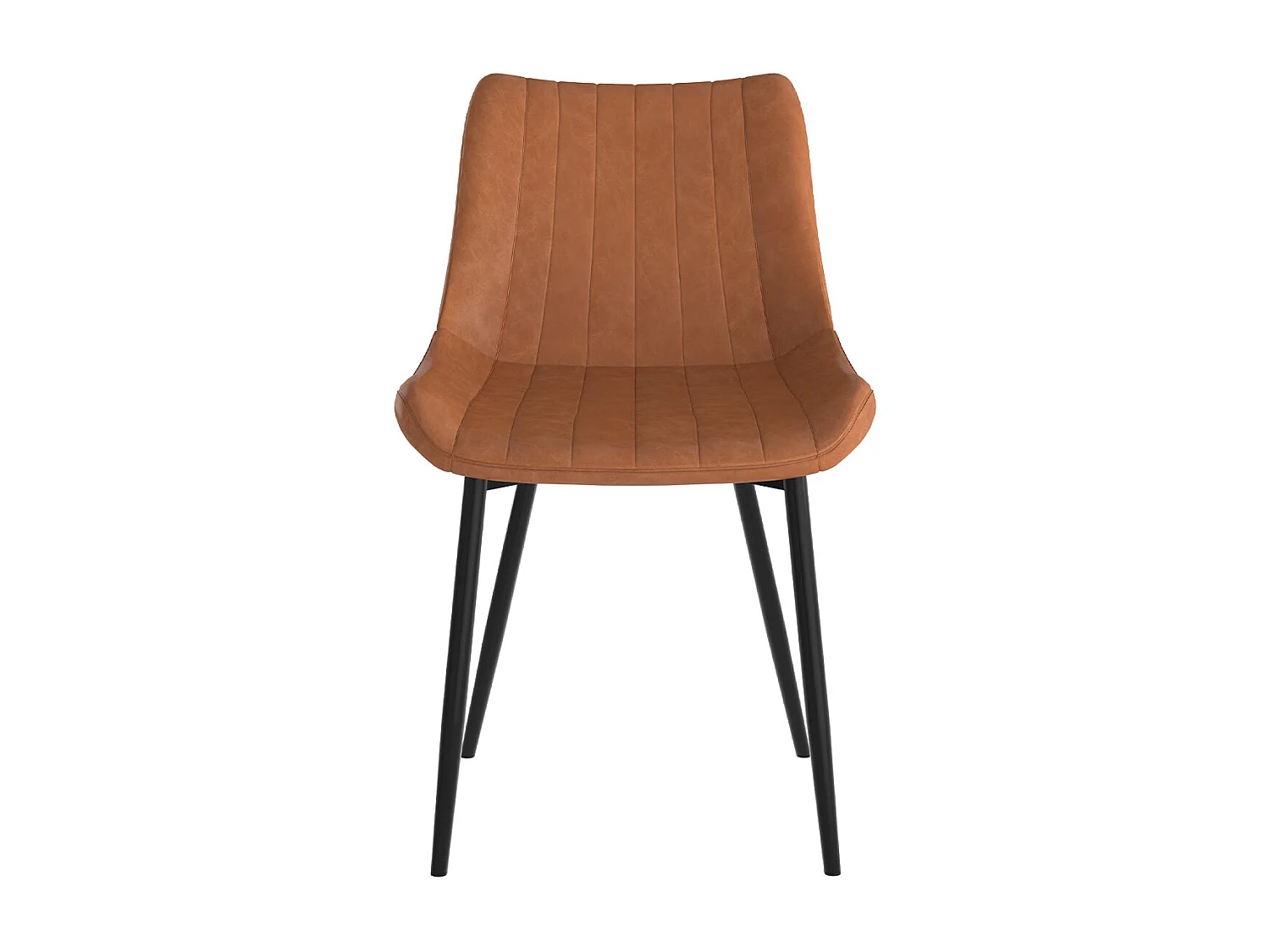Lot de 2 chaises en cuir synthétique camel et métal noir - Killi