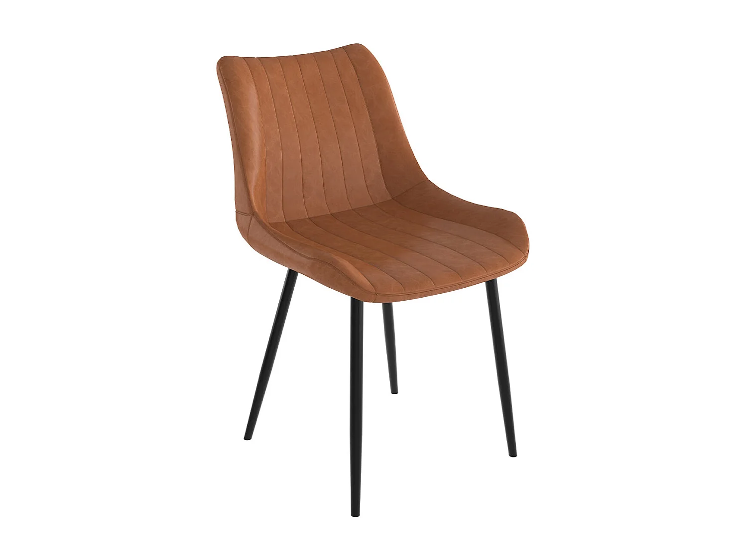 Lot de 2 chaises en cuir synthétique camel et métal noir - Killi