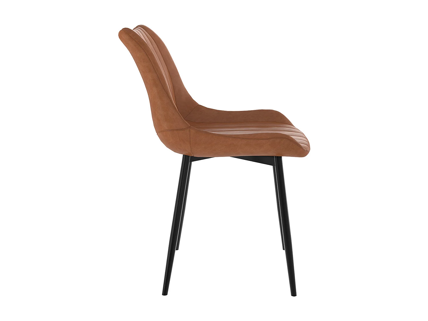 Lot de 2 chaises en cuir synthétique camel et métal noir - Killi