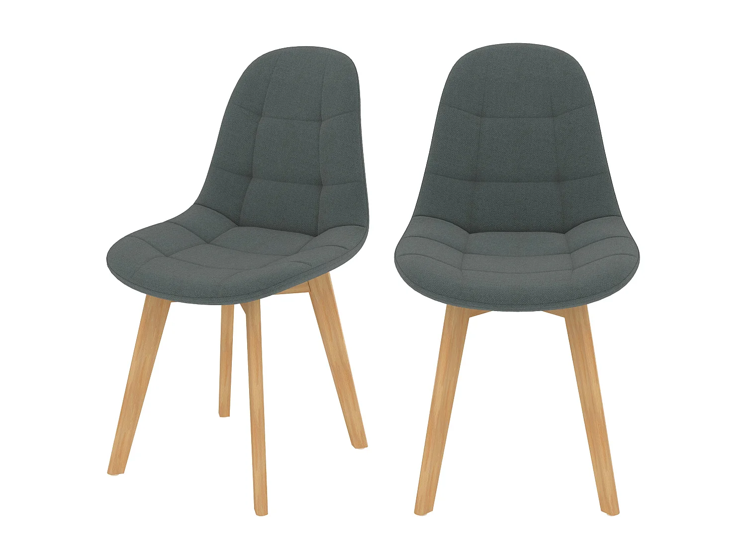 Set de 2 sillas escandinavas azul/gris con patas de madera de haya - Yolo