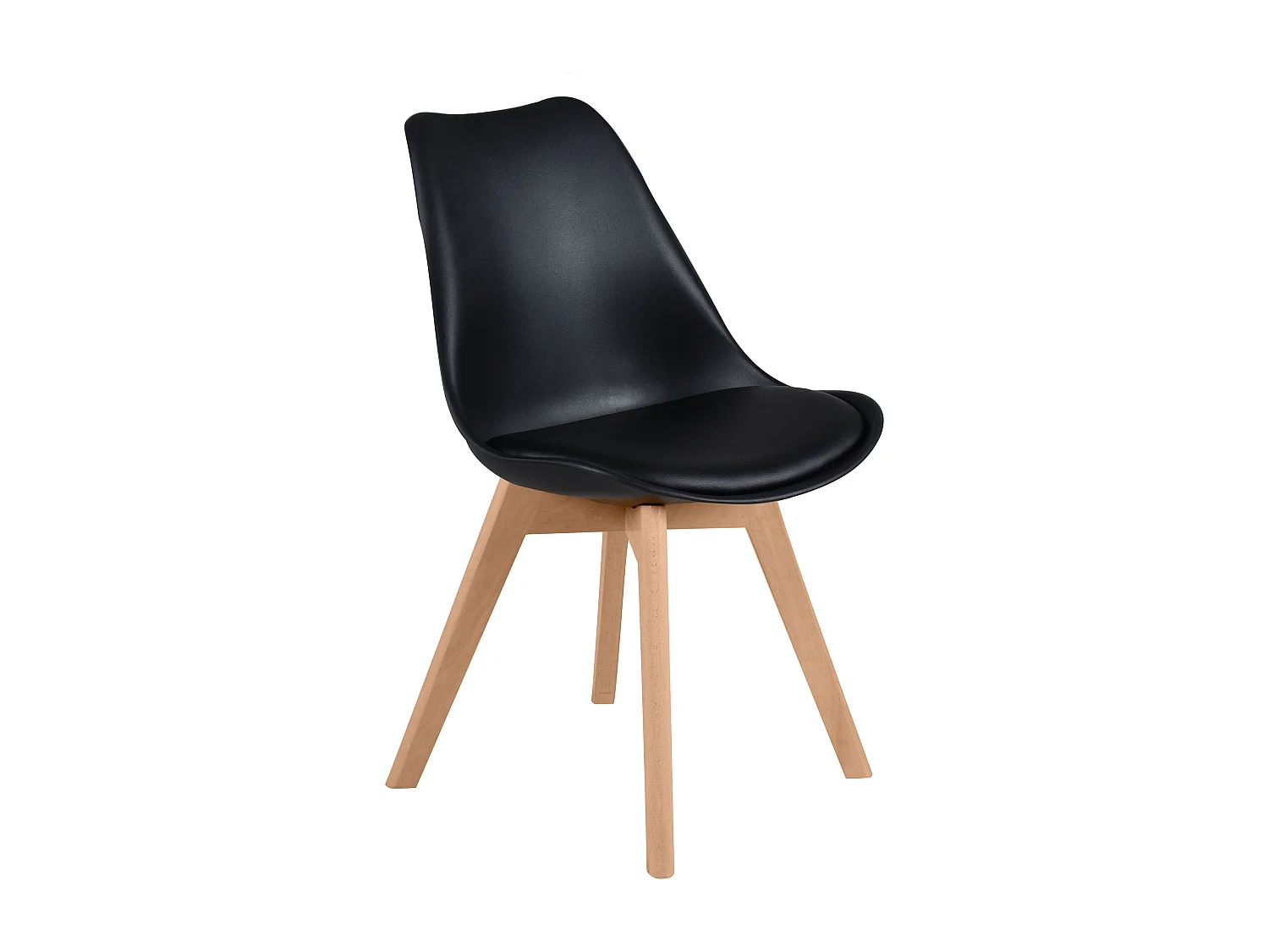 Lot de 2 chaises noires et pieds bois - Skandi