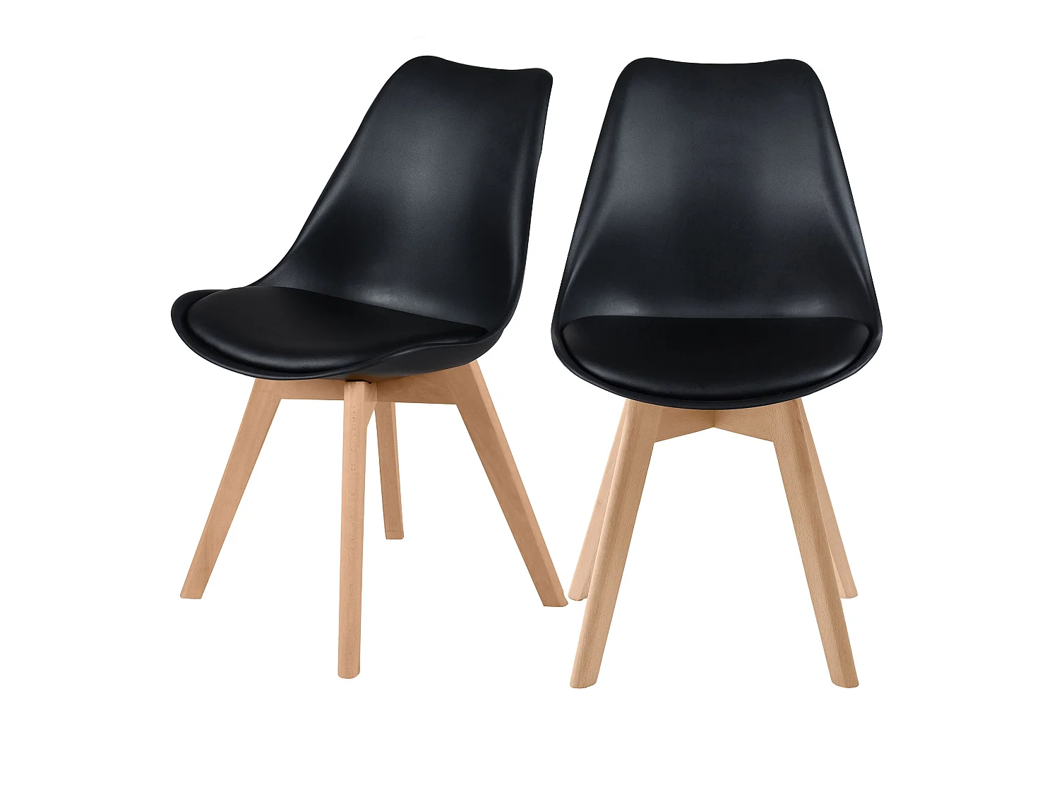 Set de 2 sillas escandinava negra con patas de madera - Skandi