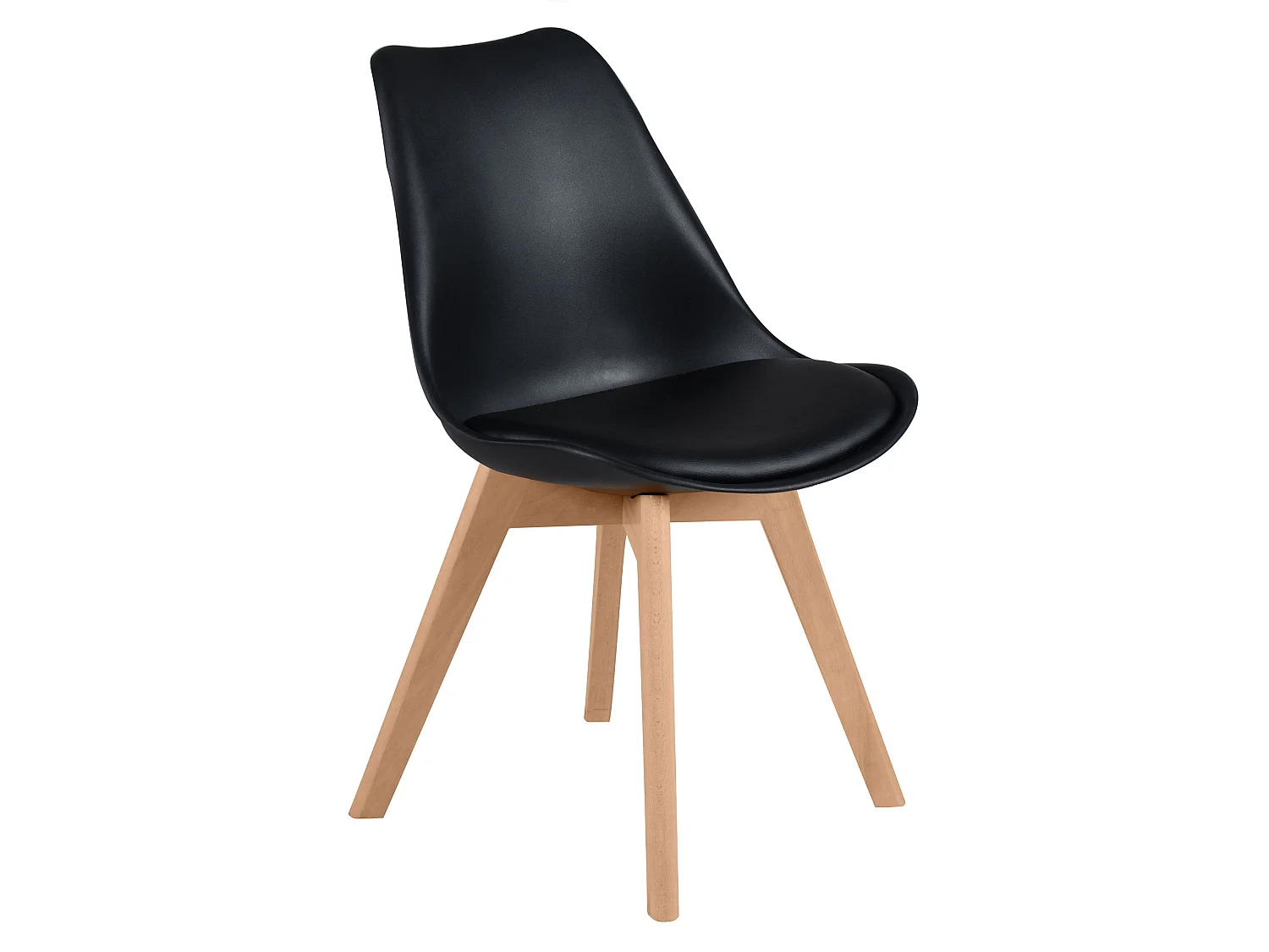 Set de 2 sillas escandinava negra con patas de madera - Skandi