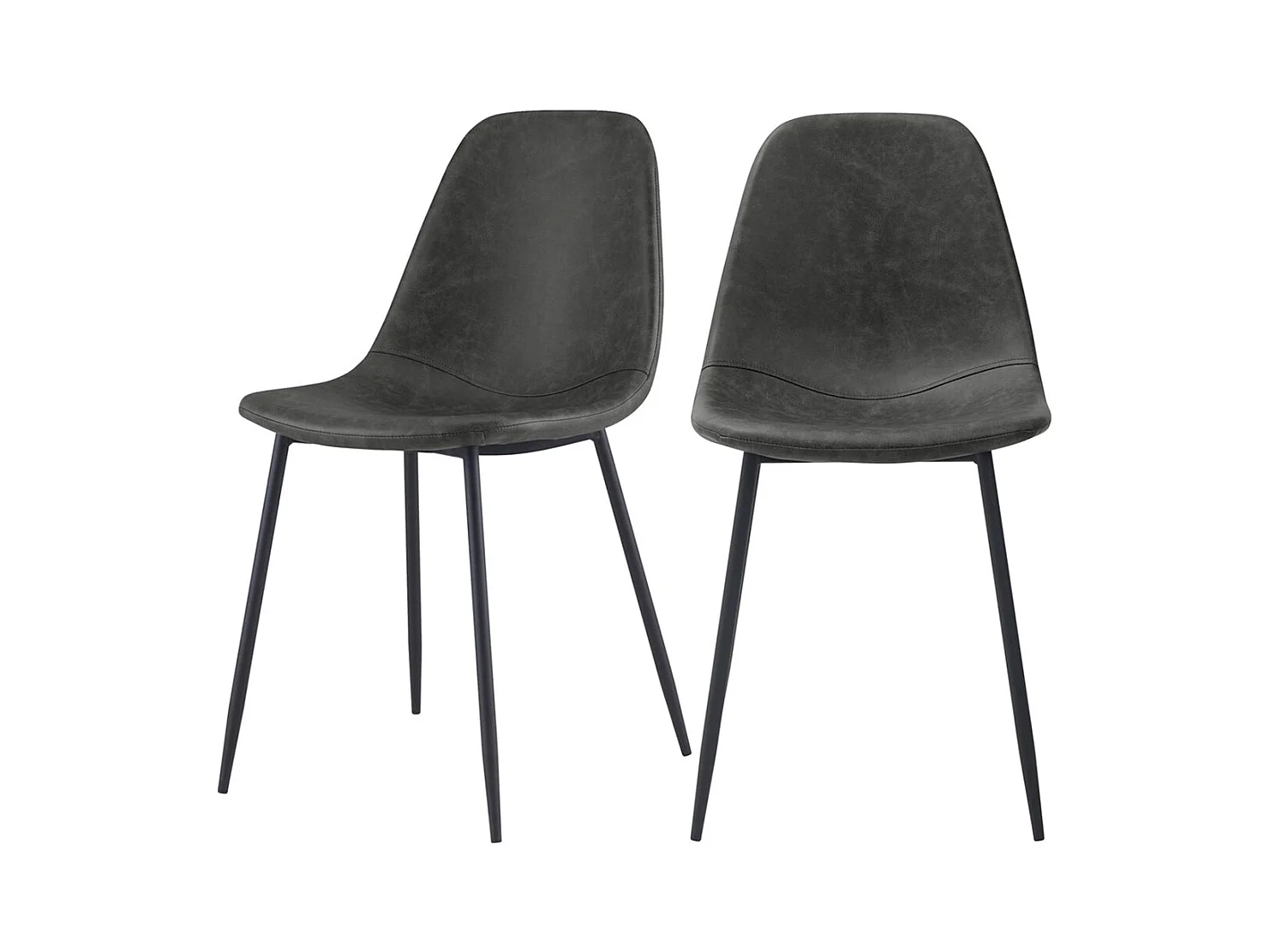 Lot de 2 chaises en cuir synthétique gris/noir - Henrik