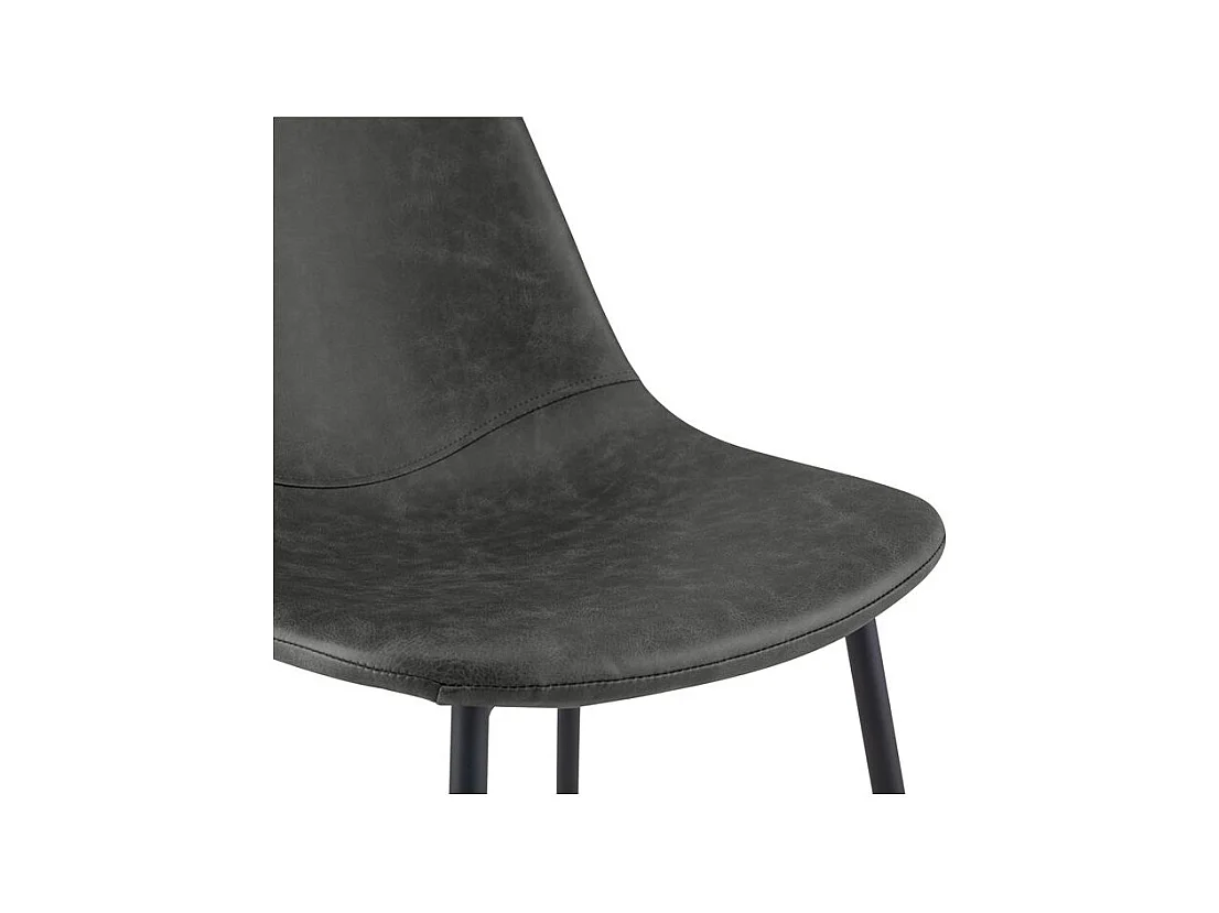 Lot de 2 chaises en cuir synthétique gris/noir - Henrik