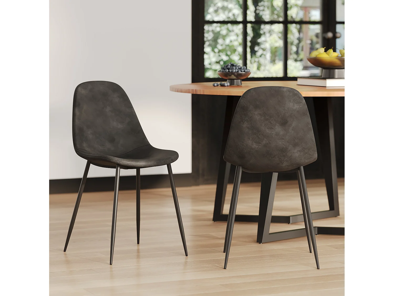 Set de 2 sillas de piel sintética negra - Henrik