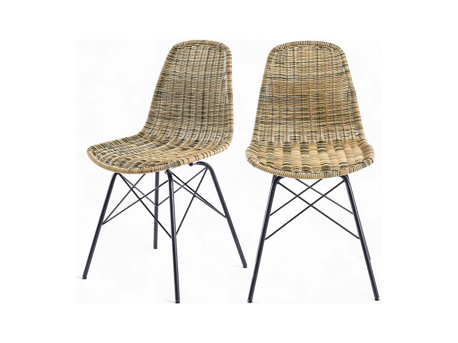 Set de 2 sillas de resina tejida marrón - Tiptur