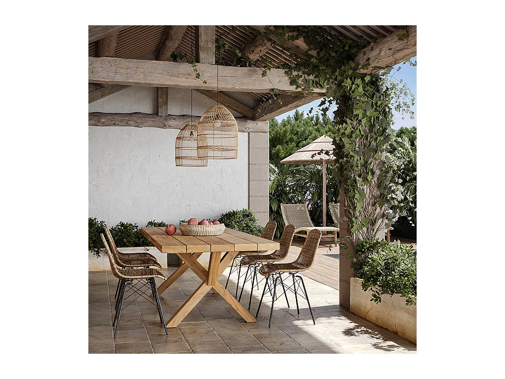 Set de 2 sillas de resina tejida marrón - Tiptur