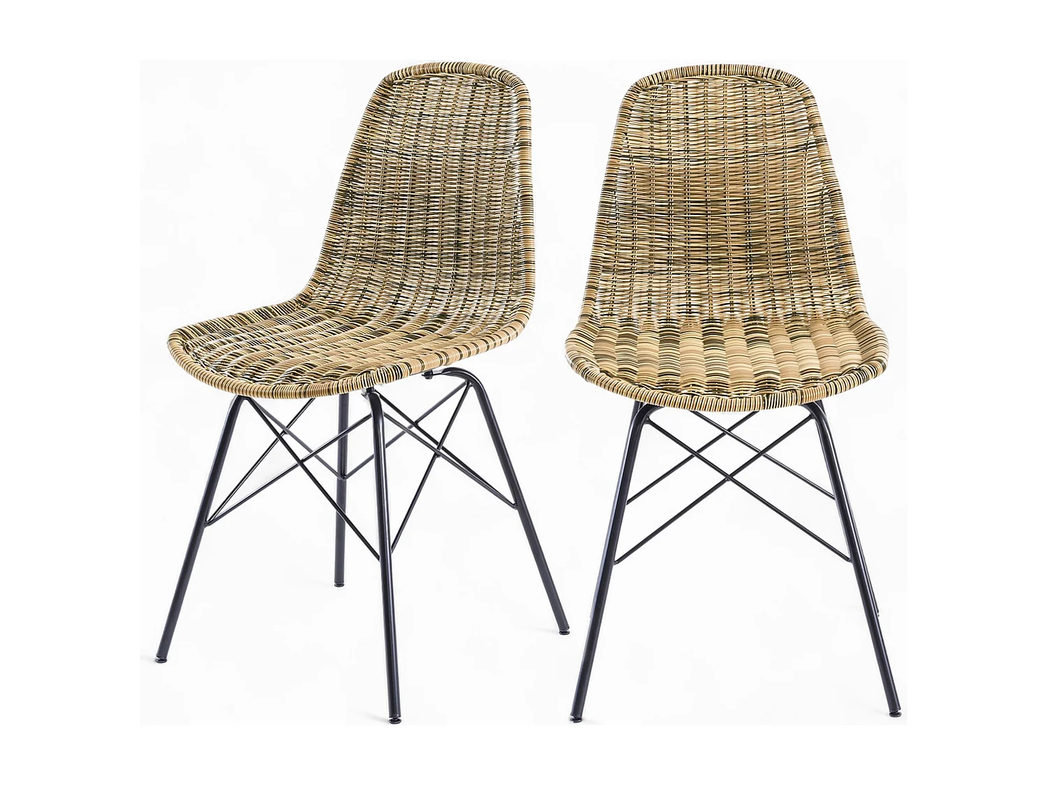 Lot de 2 chaises en résine tressée marron - Tiptur