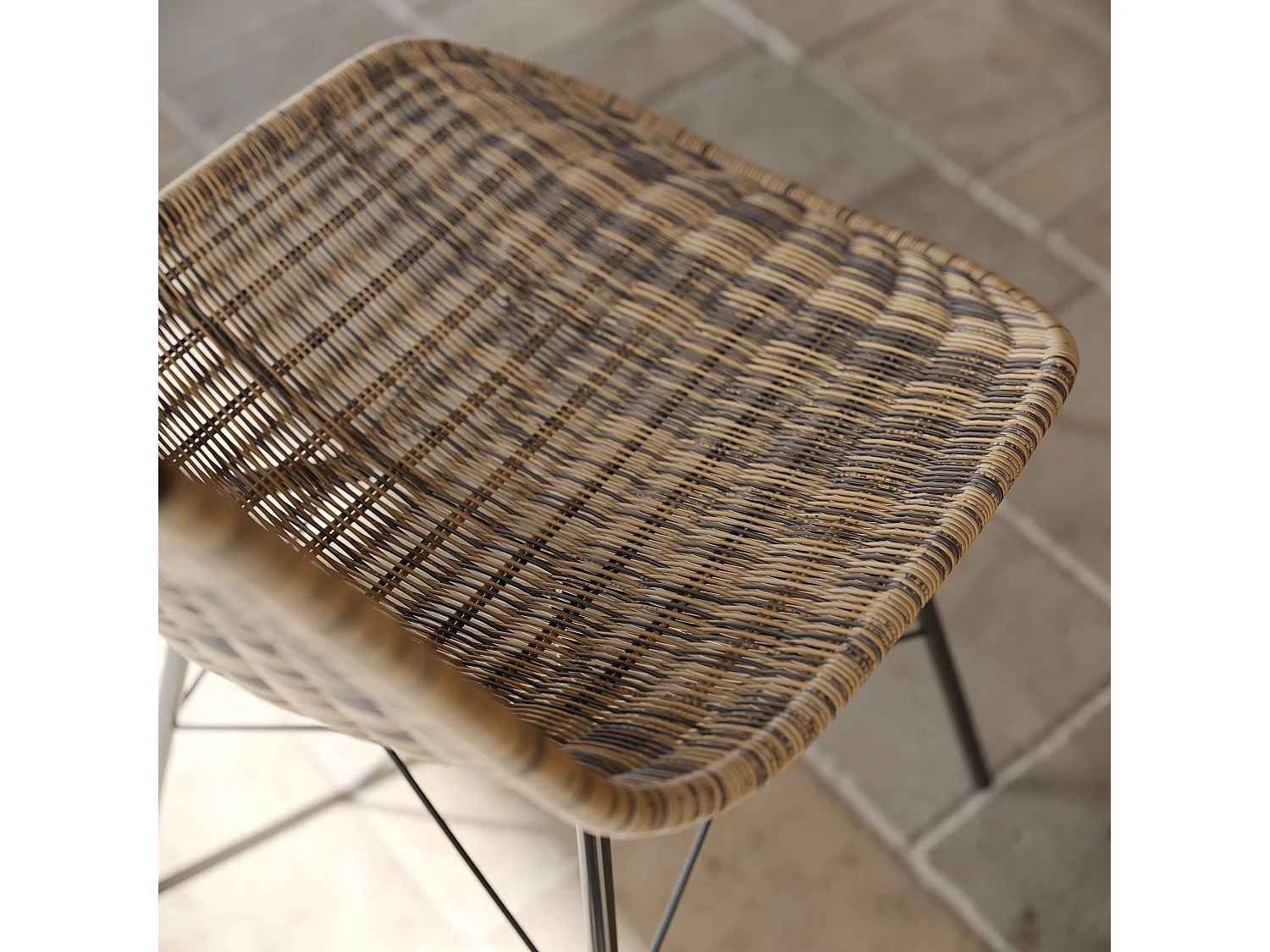 Lot de 2 chaises de jardin en résine tressée marron - Tiptur