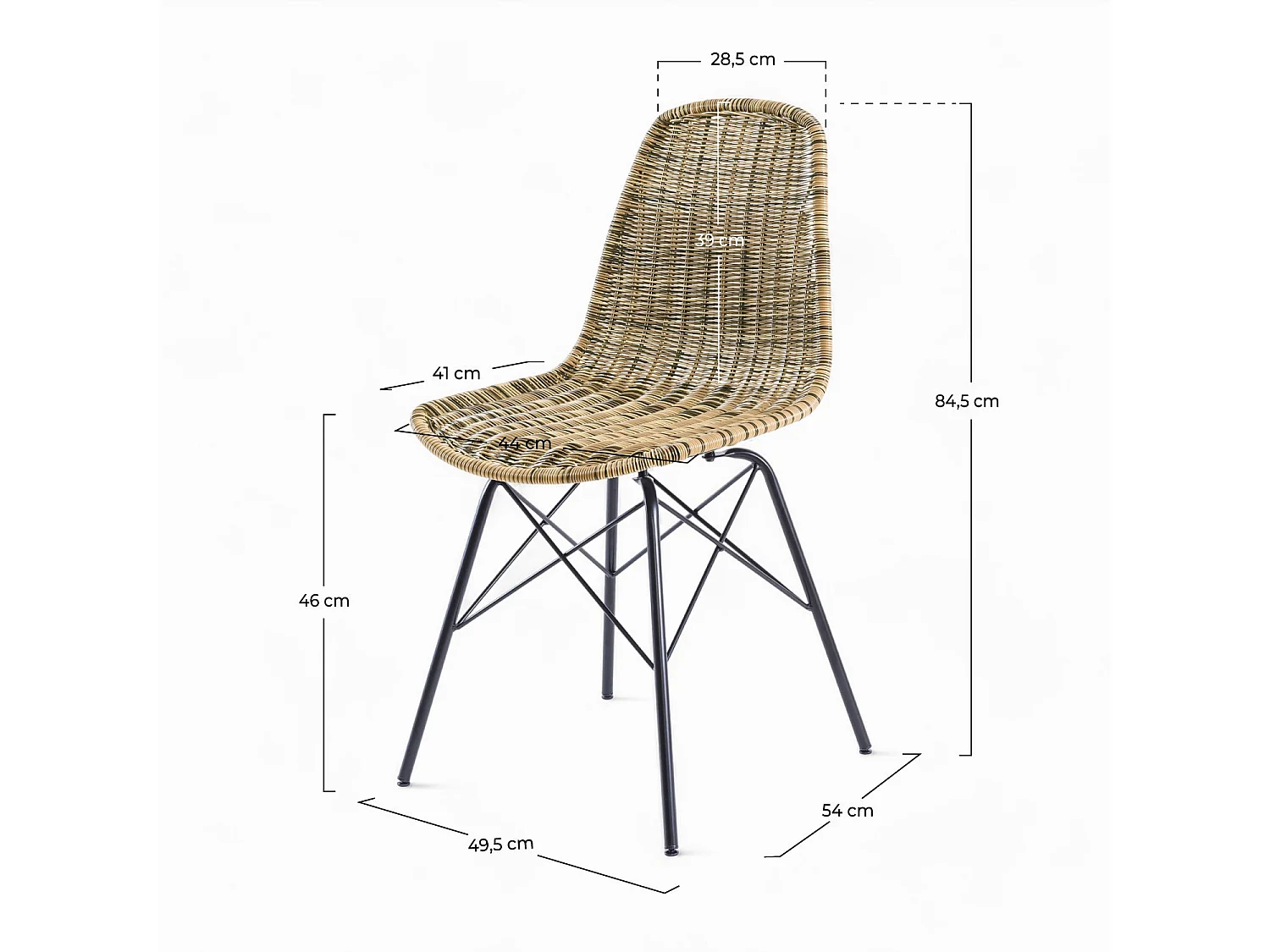 Lot de 2 chaises de jardin en résine tressée marron - Tiptur
