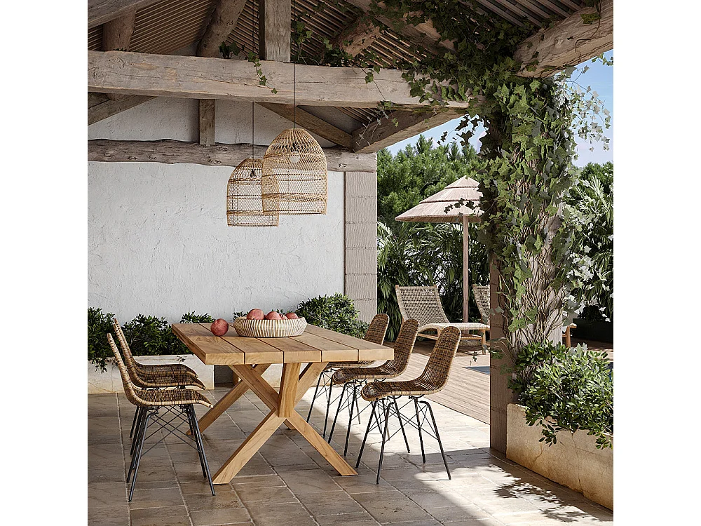 Lot de 2 chaises de jardin en résine tressée marron - Tiptur