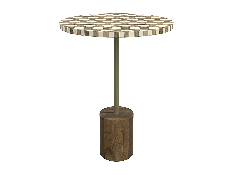 Table d'appoint ronde en bois de manguier et résine  D45 cm - Slimi