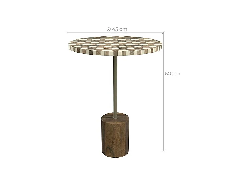 Table d'appoint ronde en bois de manguier et résine  D45 cm - Slimi