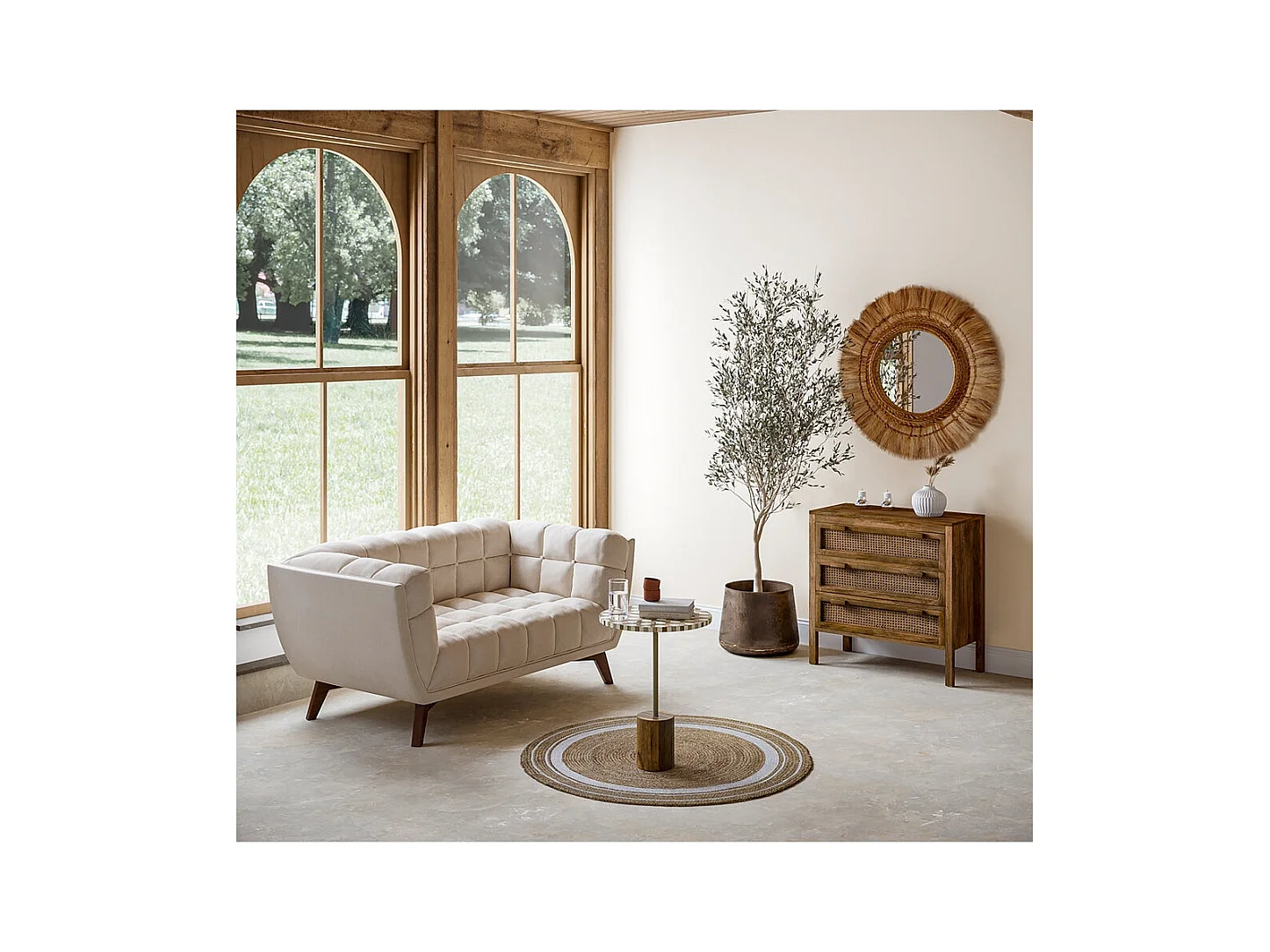 Table d'appoint ronde en bois de manguier et résine  D45 cm - Slimi