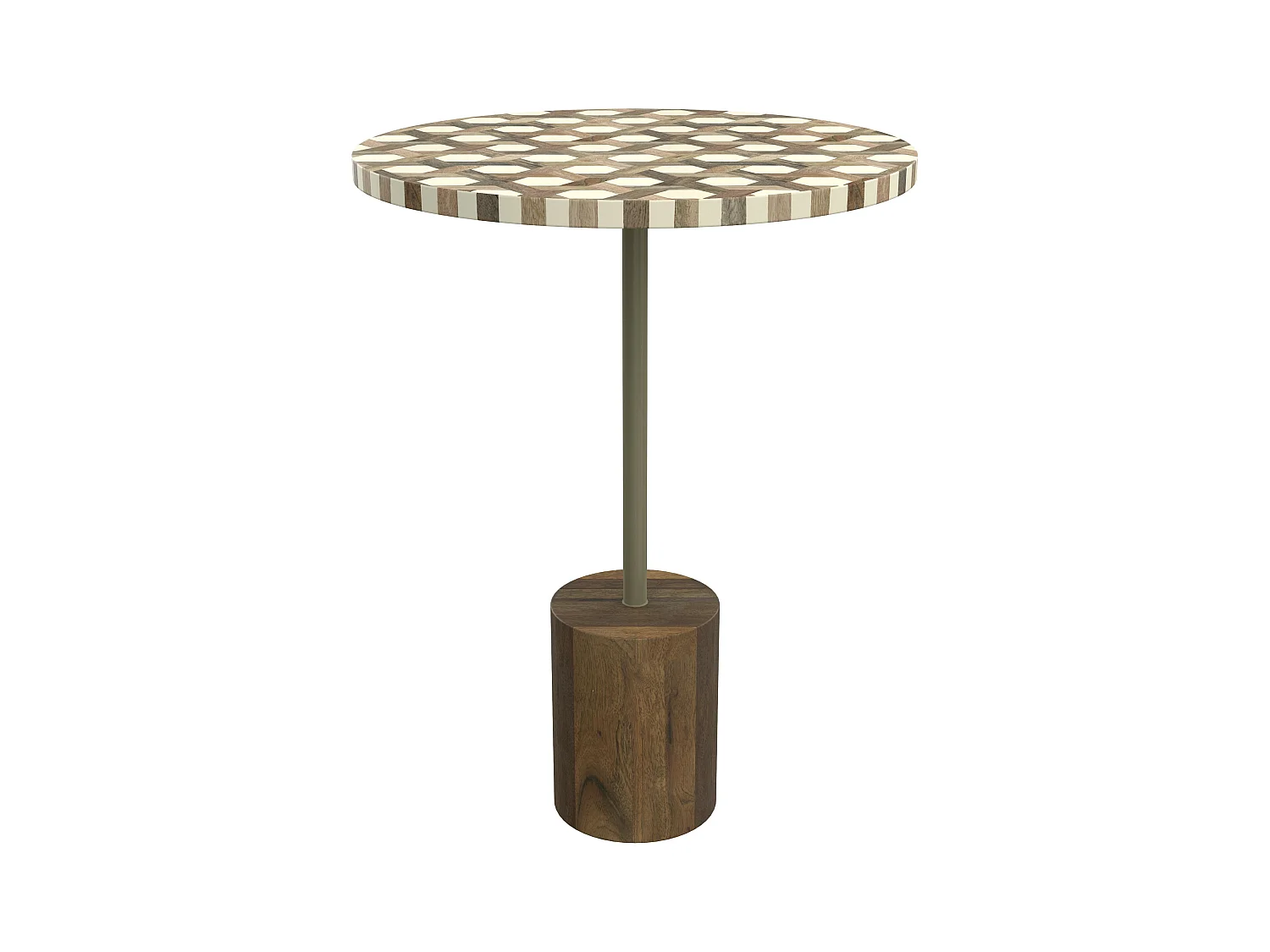 Table d'appoint ronde en bois de manguier et résine  D45 cm - Slimi